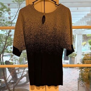 NY Collection Black and Gold Sparkle Short-Sleeve Top
